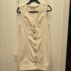 Abercrombie & Fitch Cream Button-Down Mini Dress